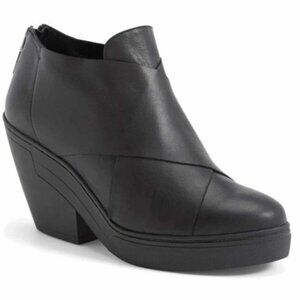 Eileen Fisher Cosmo Leather Booties Shoes Boots Block Heel Zip Ankle Rubber Sole